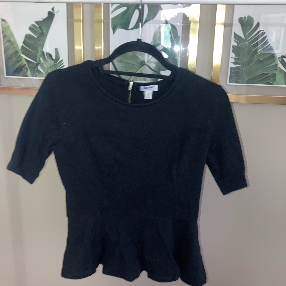 Old Navy Black Peplum Top Size Small